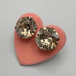 NEW Champagne Round Cut Swarovski Crystal Sterling Silver Stud Earrings 11mm